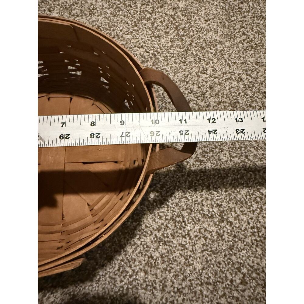 10" Round Longaberger Darning Basket With Leather Handles - 1989 - Picture 7 of 7